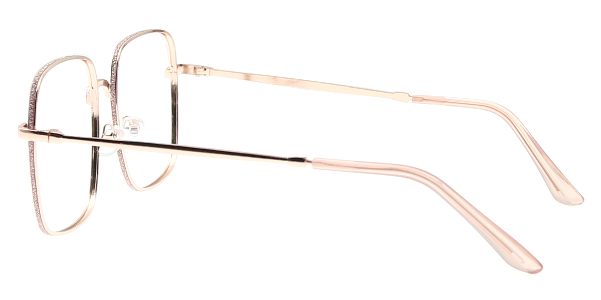 Pink Gold Square Simple Oversized Metal Eyeglasses