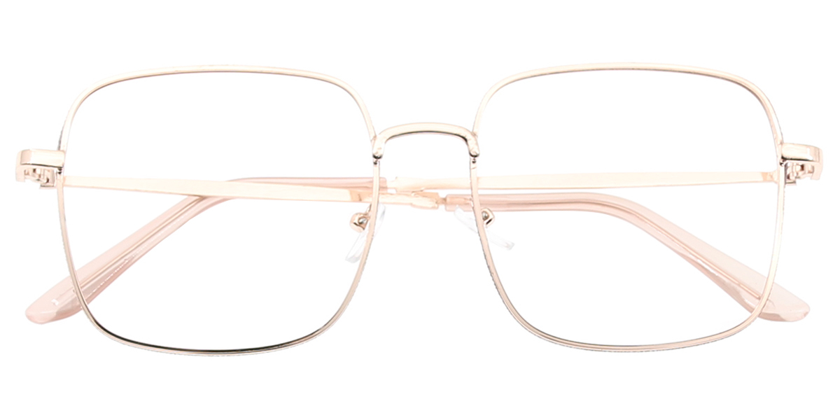 Pink Gold Square Simple Oversized Metal Eyeglasses