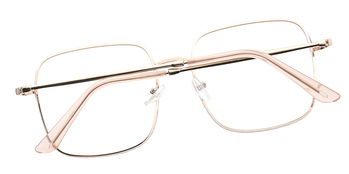 Pink Gold Square Simple Oversized Metal Eyeglasses