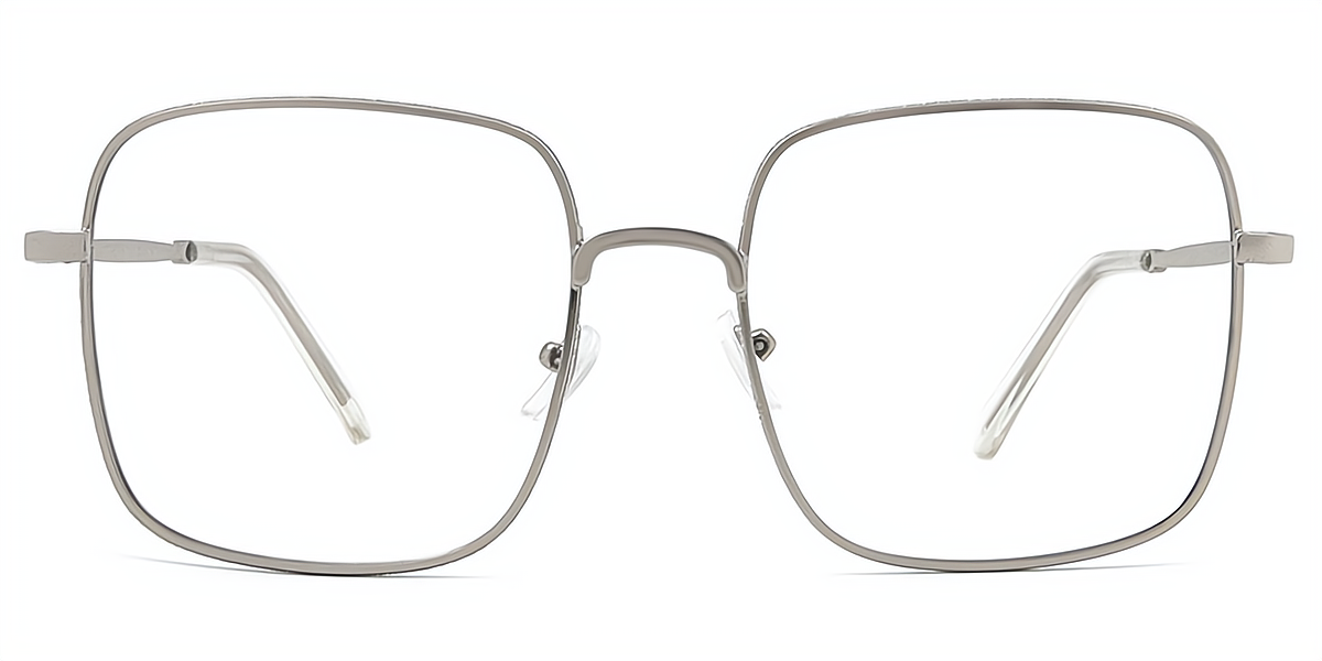 Silver Square Simple Oversized Metal Eyeglasses