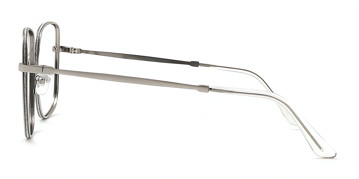 Silver Square Simple Oversized Metal Eyeglasses