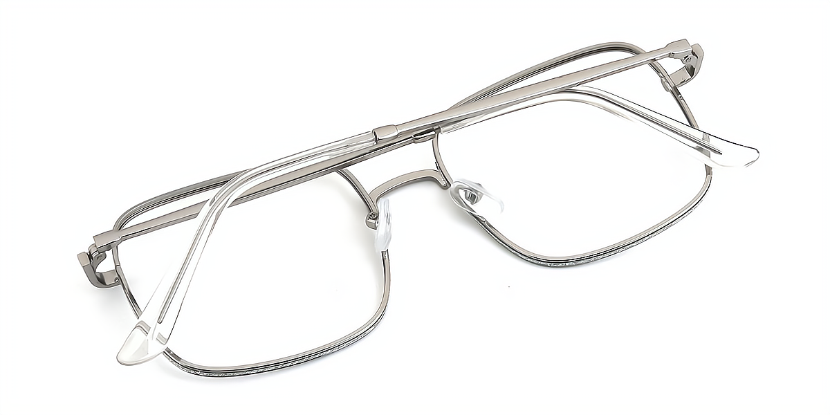 Silver Square Simple Oversized Metal Eyeglasses