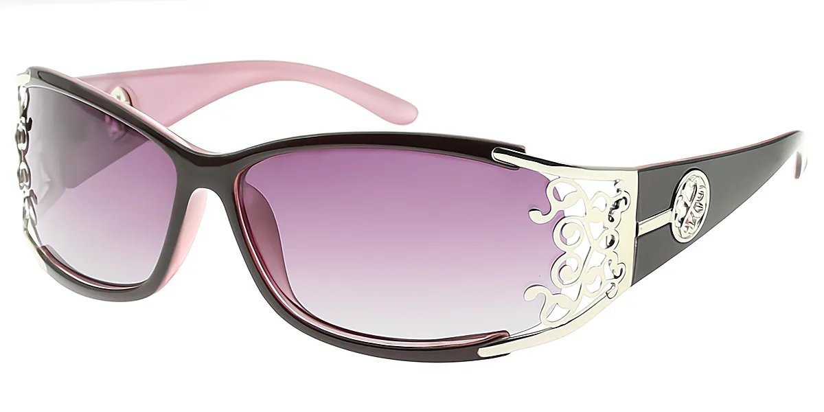 Purple Oval Ornate Plastic Eyeglasses