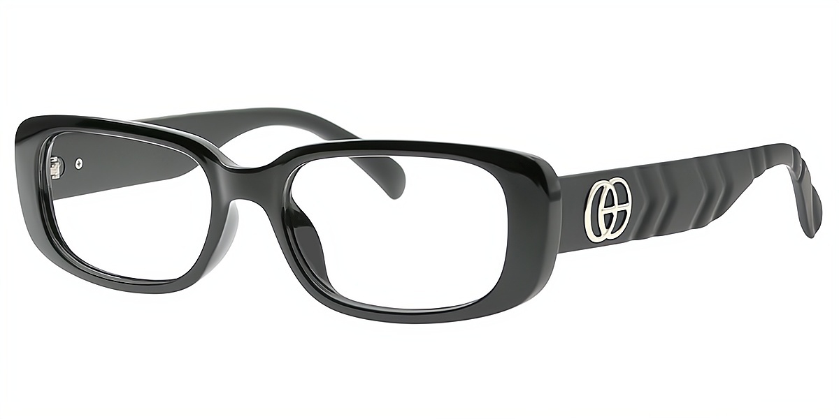 Black Rectangle Simple Wide TR90 Eyeglasses