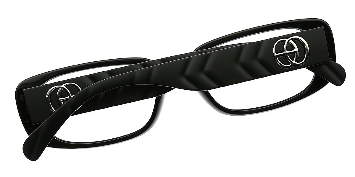 Black Rectangle Simple Wide TR90 Eyeglasses