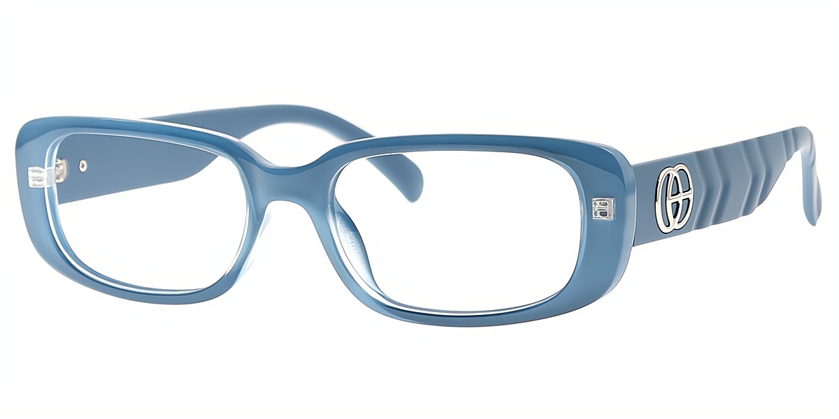 Blue Rectangle Simple Wide TR90 Eyeglasses