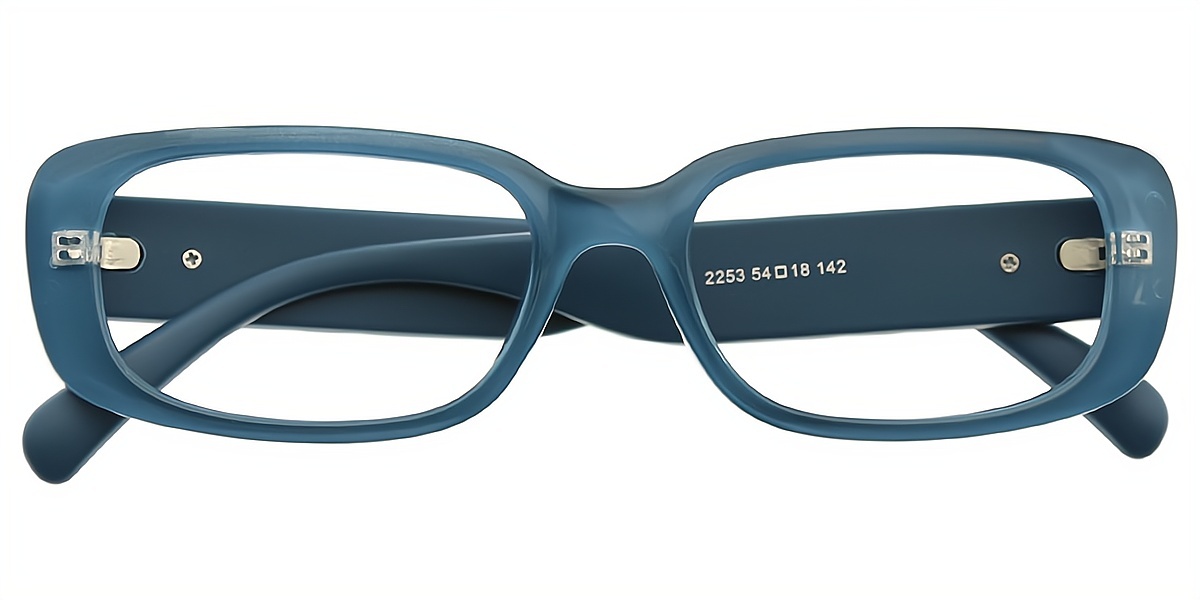 Blue Rectangle Simple Wide TR90 Eyeglasses