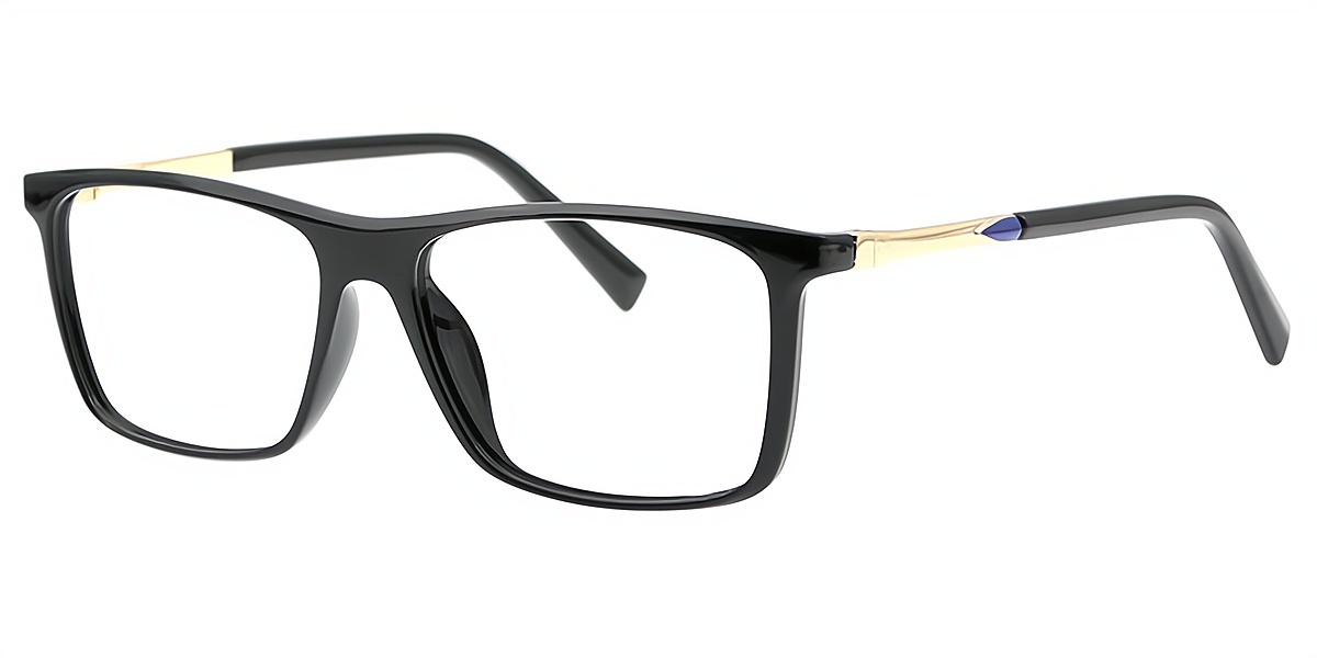 Black Rectangle Classic Horn TR90 Eyeglasses