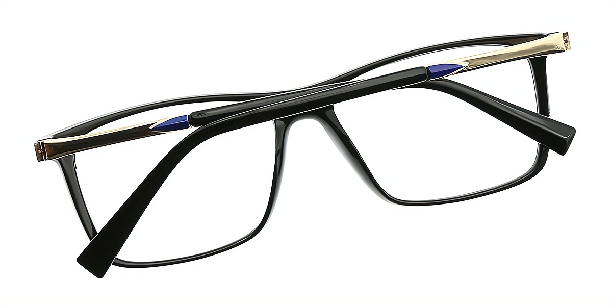 Black Rectangle Classic Horn TR90 Eyeglasses