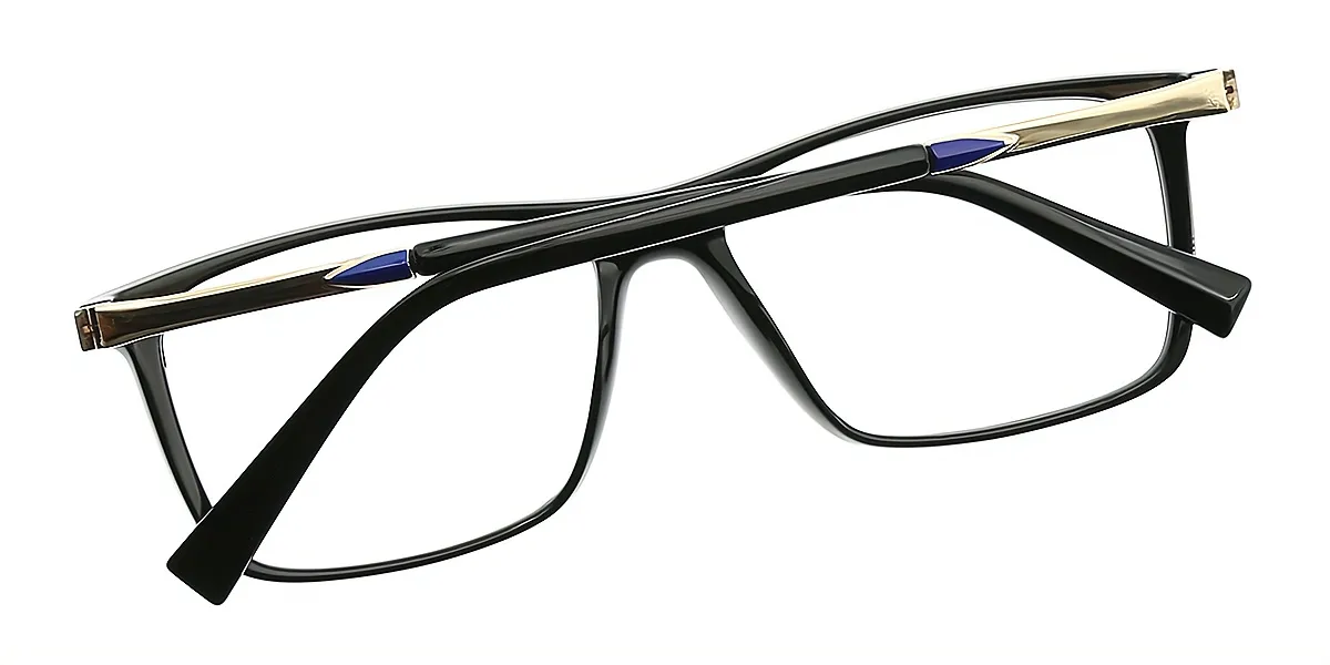Black Rectangle Classic Horn TR90 Eyeglasses