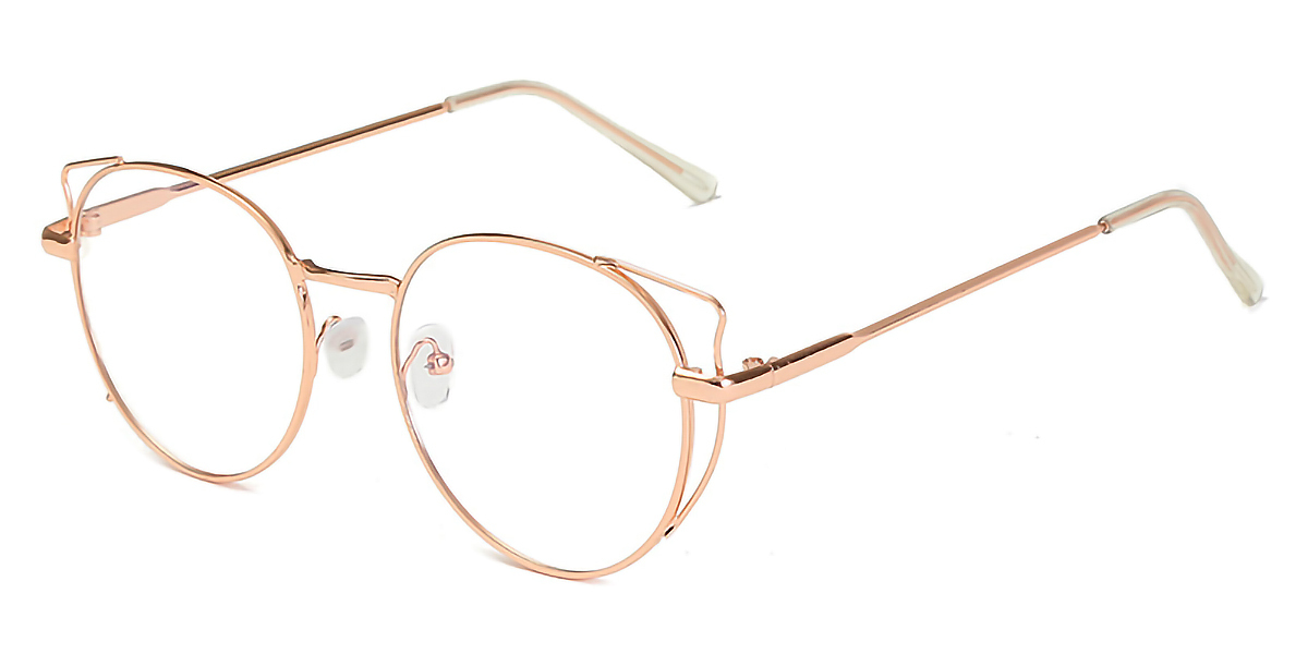Golden Cat Eye Unique Metal Eyeglasses