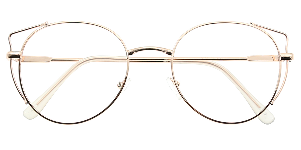 Golden Cat Eye Unique Metal Eyeglasses