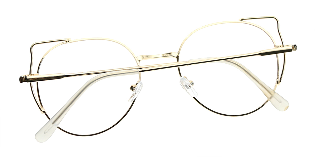 Golden Cat Eye Unique Metal Eyeglasses