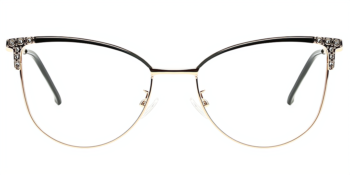 Black Cat Eye Refined Metal Eyeglasses