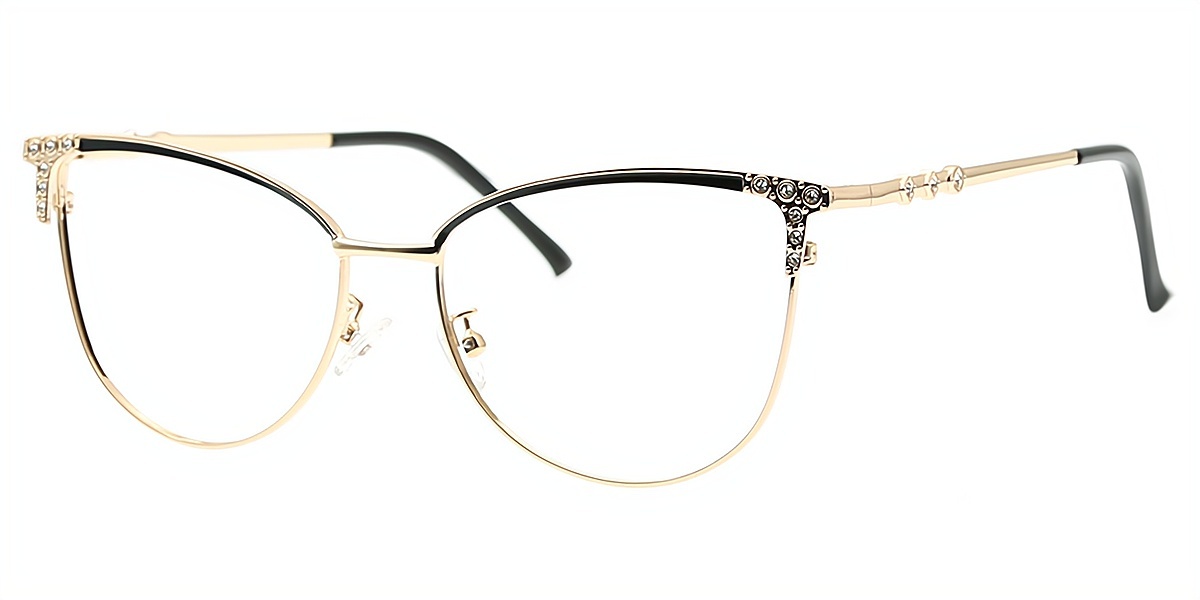 Black Cat Eye Refined Metal Eyeglasses