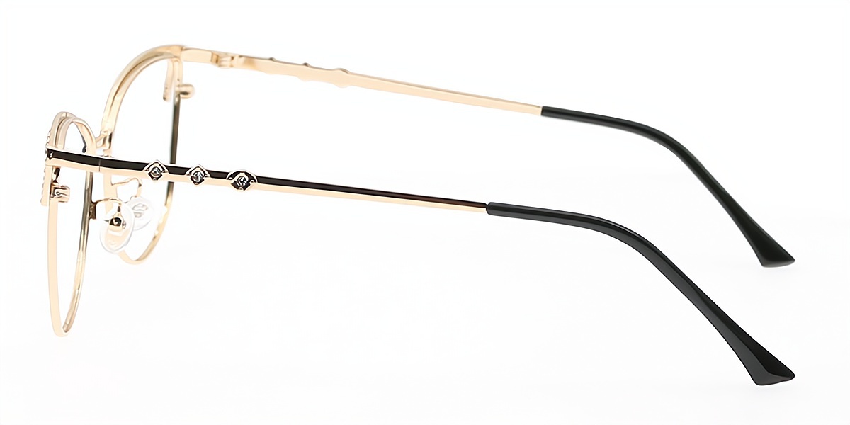 Black Cat Eye Refined Metal Eyeglasses