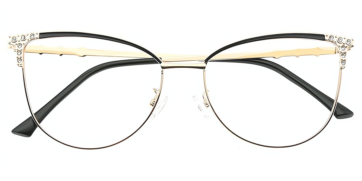 Black Cat Eye Refined Metal Eyeglasses