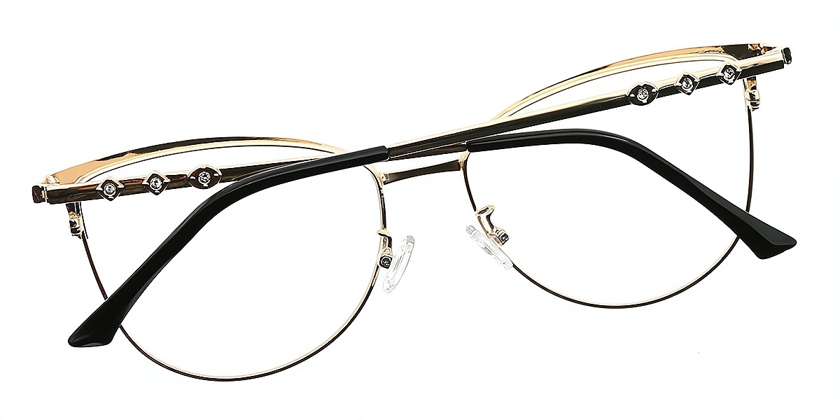 Black Cat Eye Refined Metal Eyeglasses