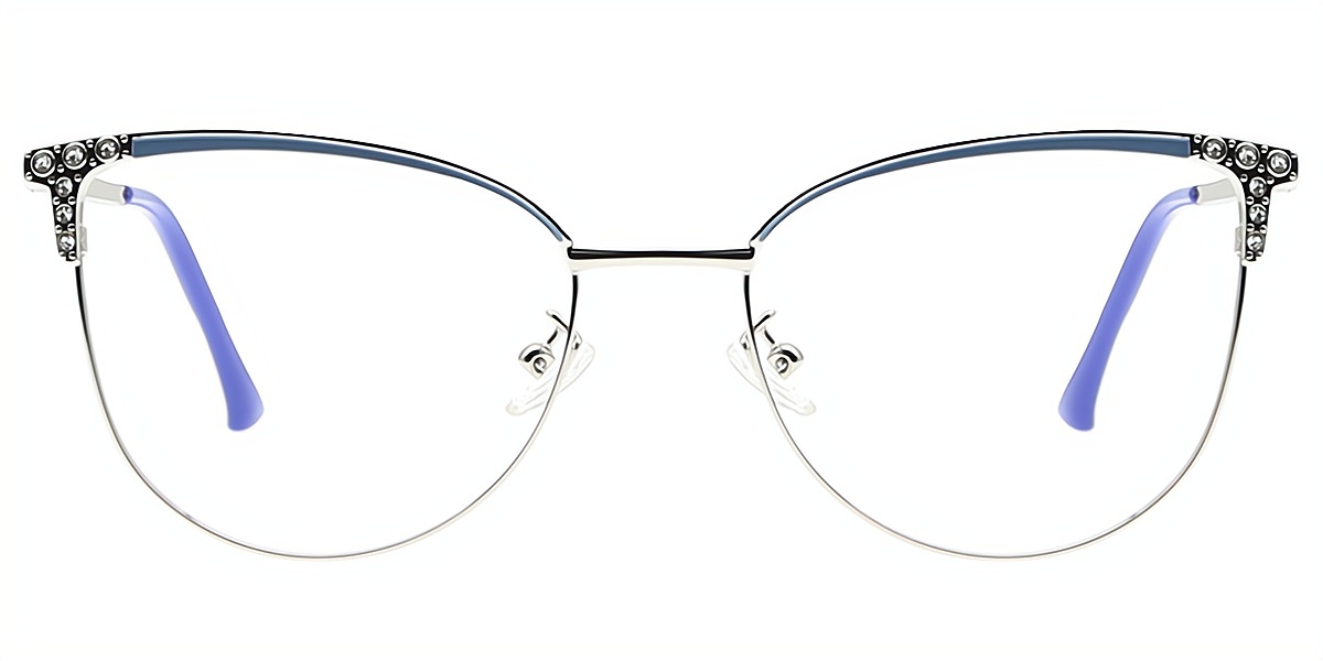 Blue Cat Eye Refined Metal Eyeglasses