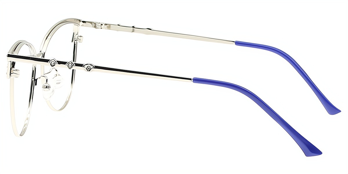 Blue Cat Eye Refined Metal Eyeglasses