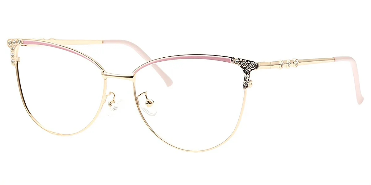 Pink Cat Eye Refined Metal Eyeglasses