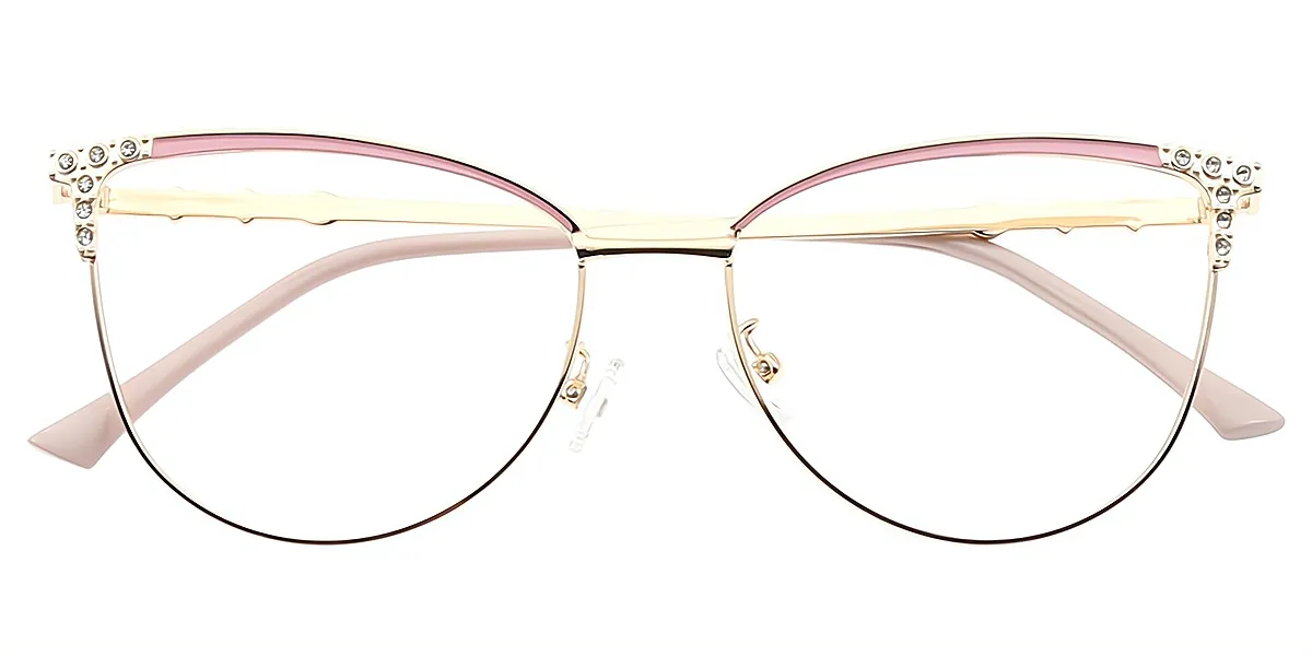 Pink Cat Eye Refined Metal Eyeglasses