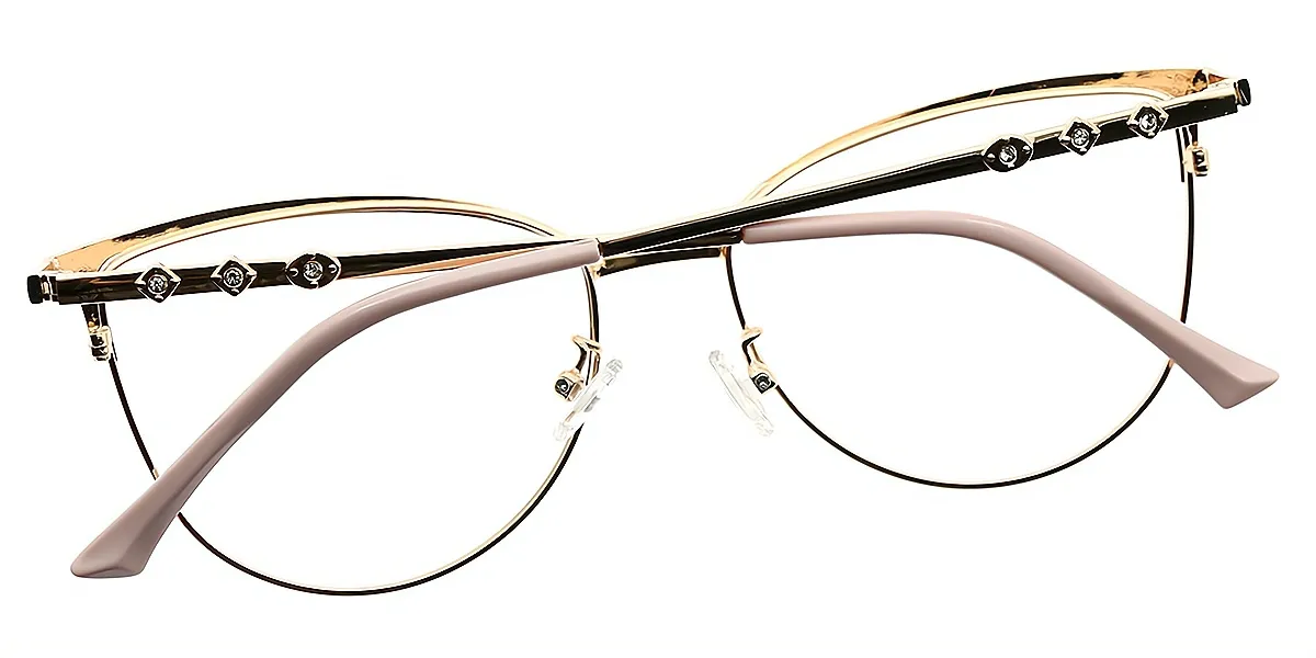 Pink Cat Eye Refined Metal Eyeglasses