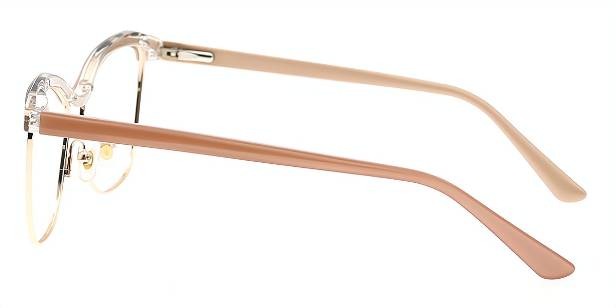 Brown Browline Refined Mixed Materials Eyeglasses