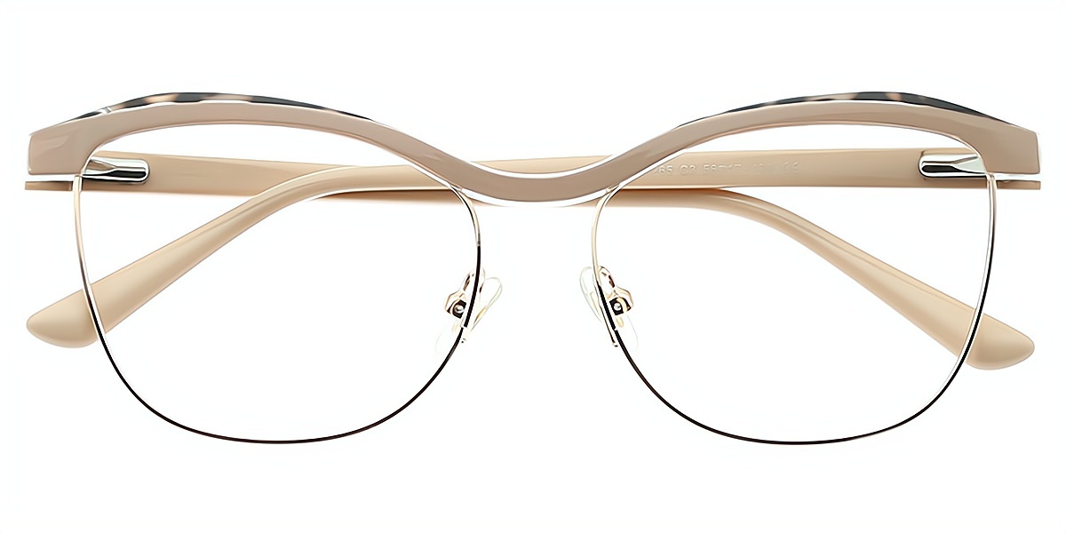 Brown Browline Refined Mixed Materials Eyeglasses