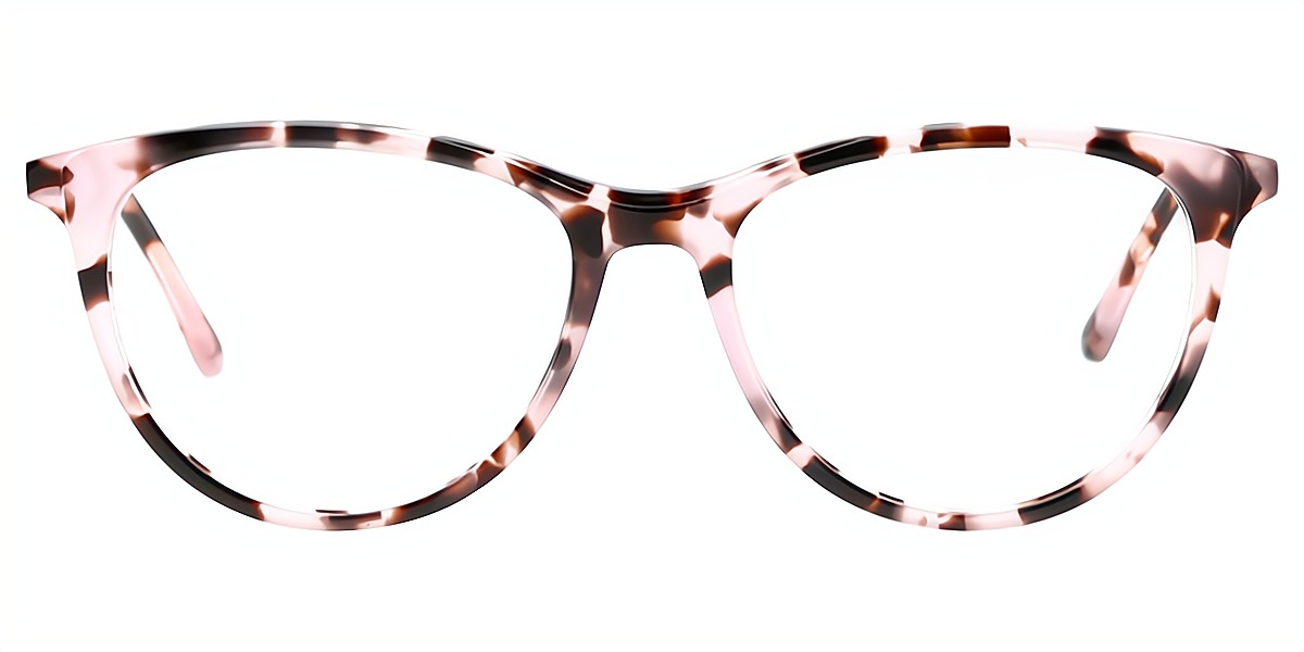 Pink Tortoise Cat Eye Elegant Mixed Materials Eyeglasses