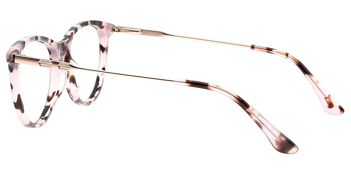 Pink Tortoise Cat Eye Elegant Mixed Materials Eyeglasses