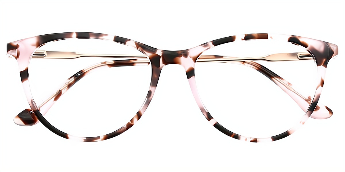 Pink Tortoise Cat Eye Elegant Mixed Materials Eyeglasses