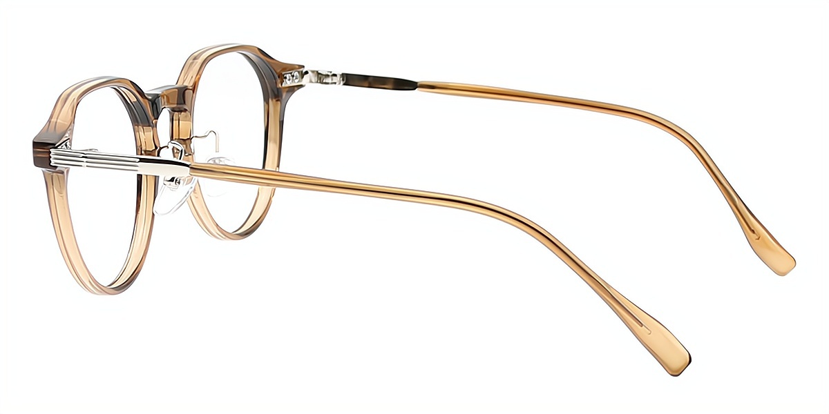 Brown Oval Simple Horn Mixed Materials Eyeglasses