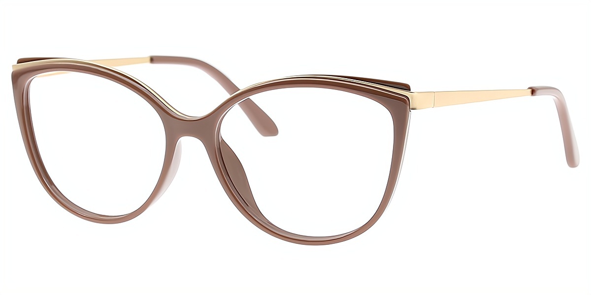 Brown Cat Eye Modish Mixed Materials Eyeglasses