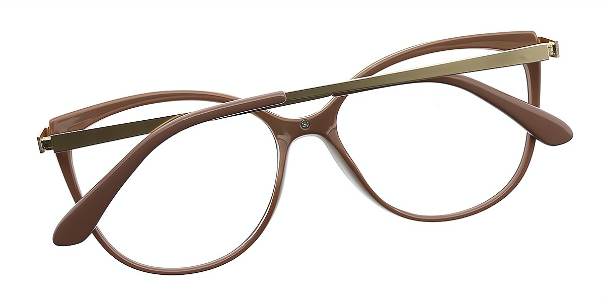 Brown Cat Eye Modish Mixed Materials Eyeglasses