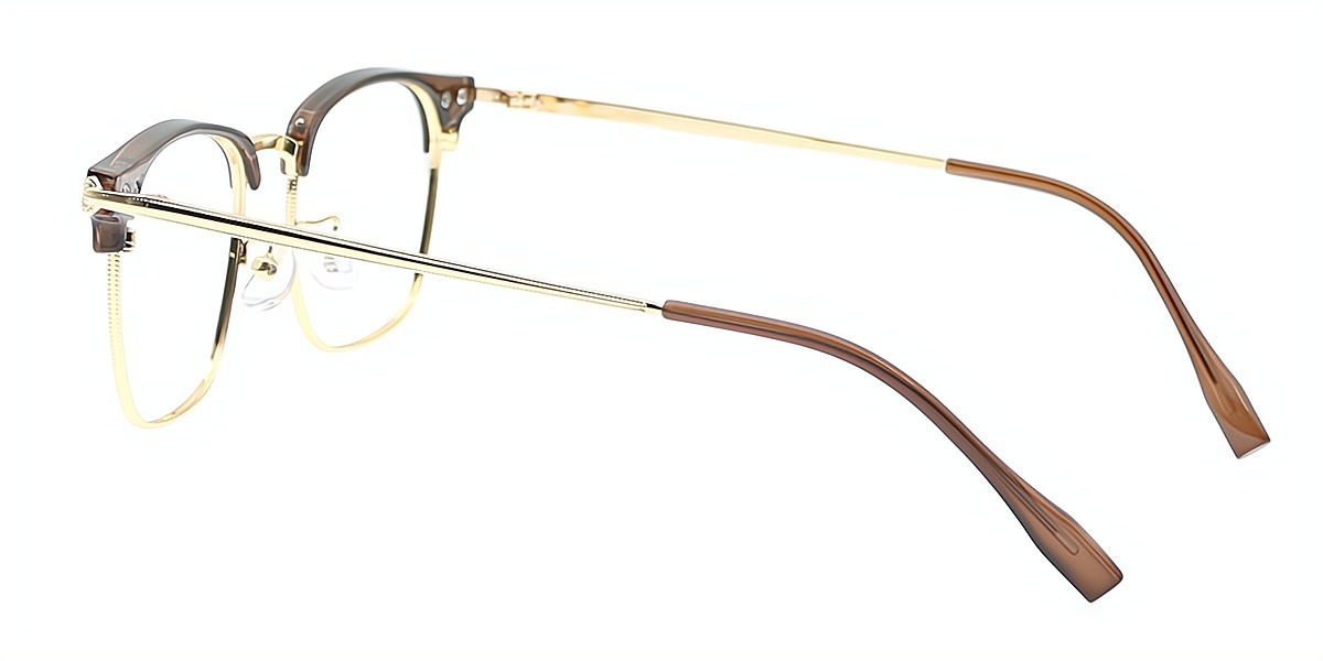 Brown Browline Retro Metal Eyeglasses