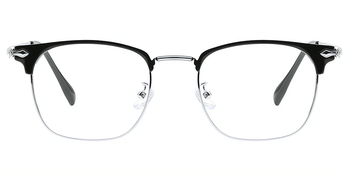 Silver Rectangle Retro Metal Eyeglasses