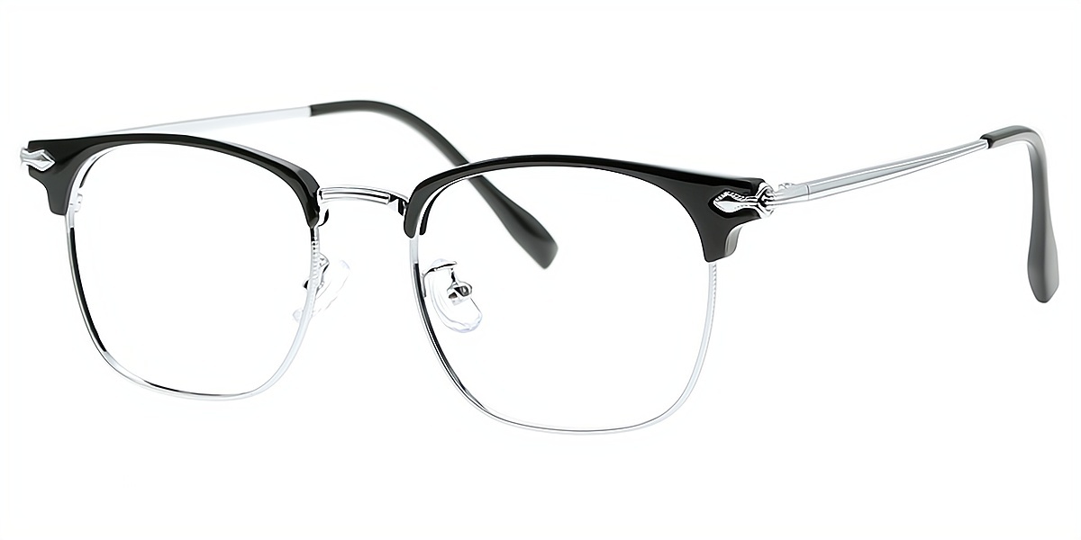 Silver Rectangle Retro Metal Eyeglasses