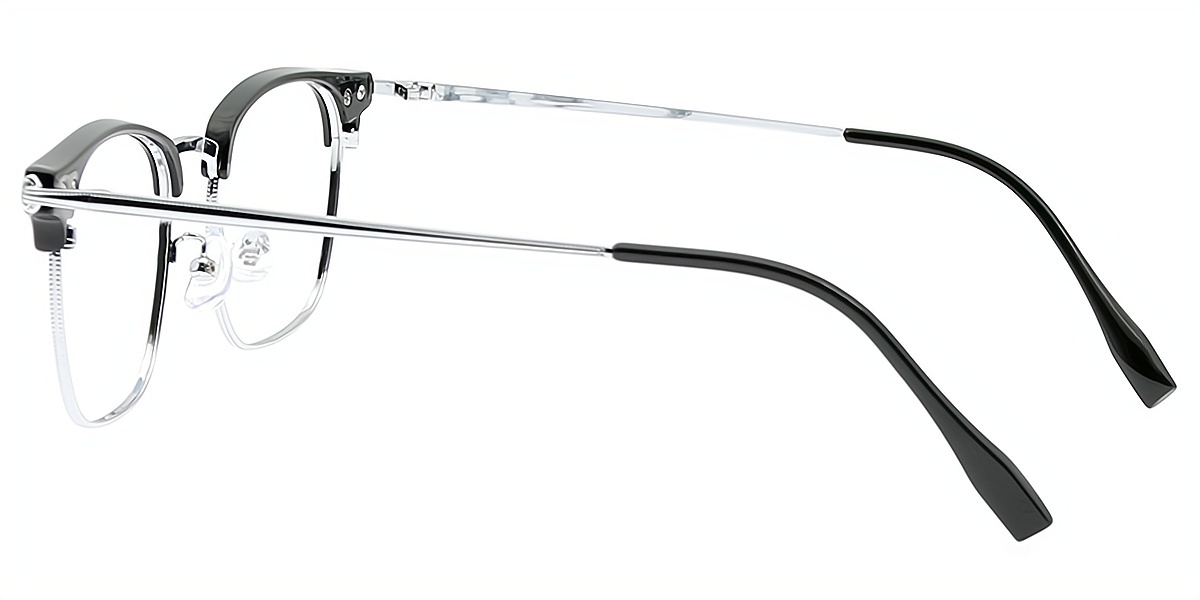 Silver Rectangle Retro Metal Eyeglasses