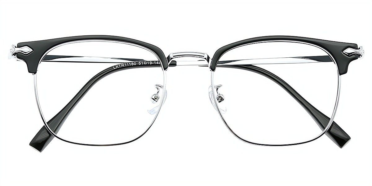 Silver Rectangle Retro Metal Eyeglasses