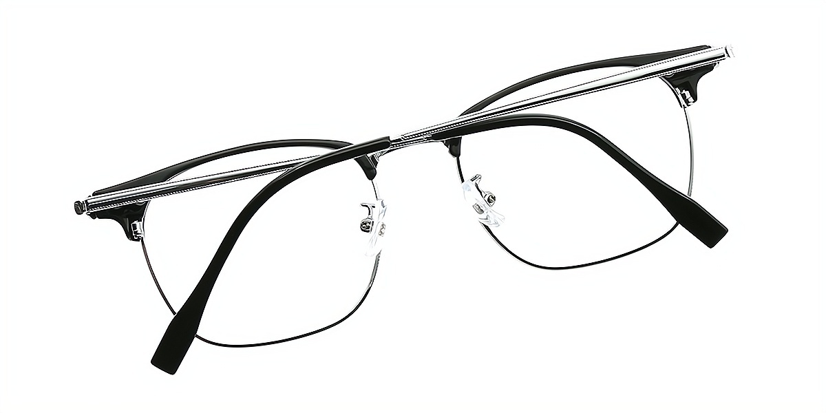 Silver Rectangle Retro Metal Eyeglasses