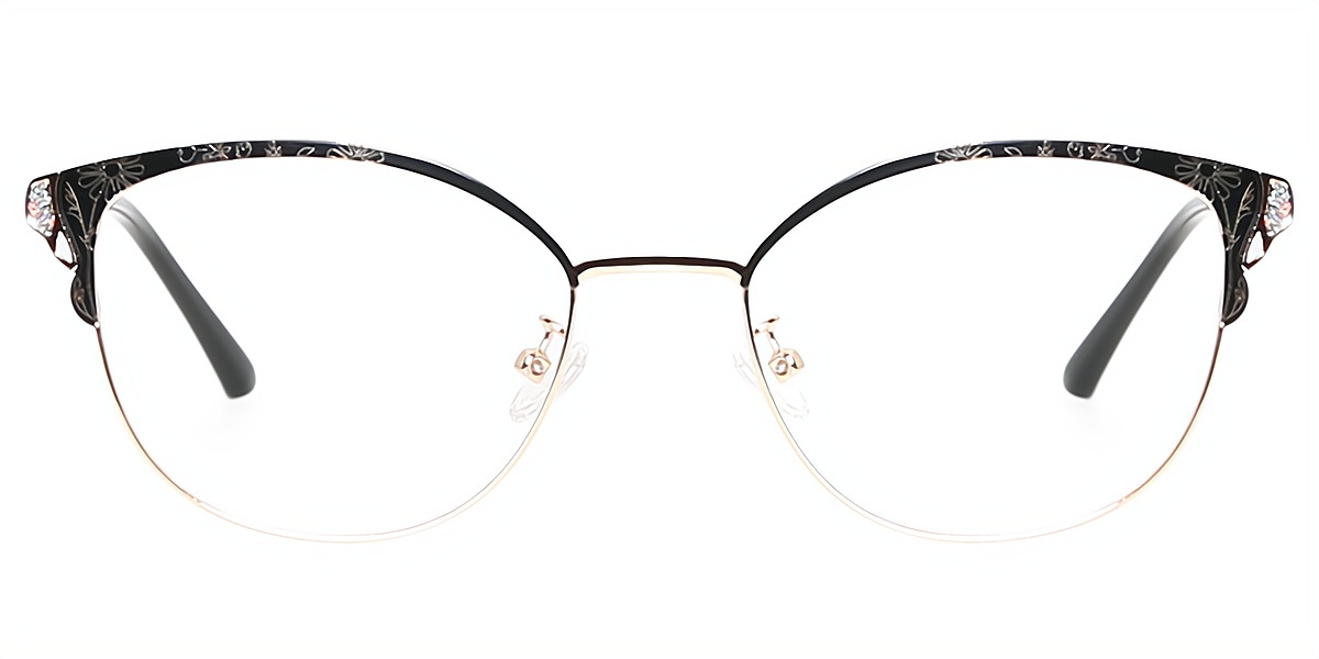 Black Cat Eye Exquisite Metal Eyeglasses