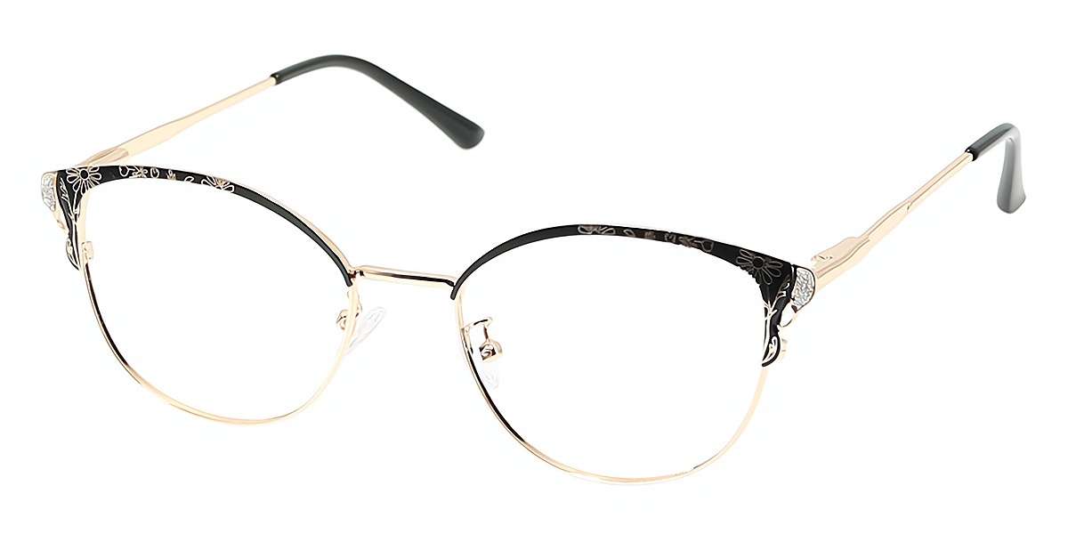 Black Cat Eye Exquisite Metal Eyeglasses