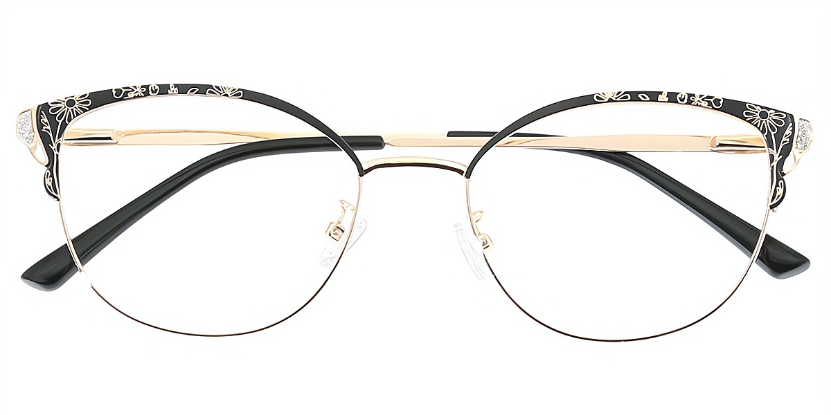 Black Cat Eye Exquisite Metal Eyeglasses