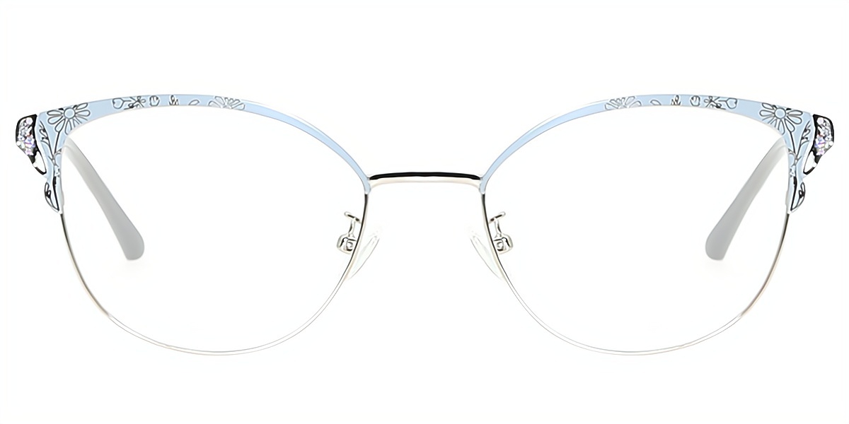 Blue Cat Eye Exquisite Metal Eyeglasses