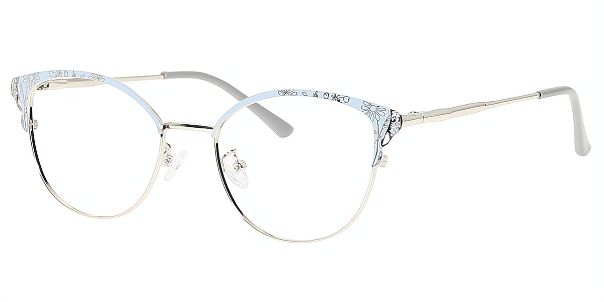 Blue Cat Eye Exquisite Metal Eyeglasses