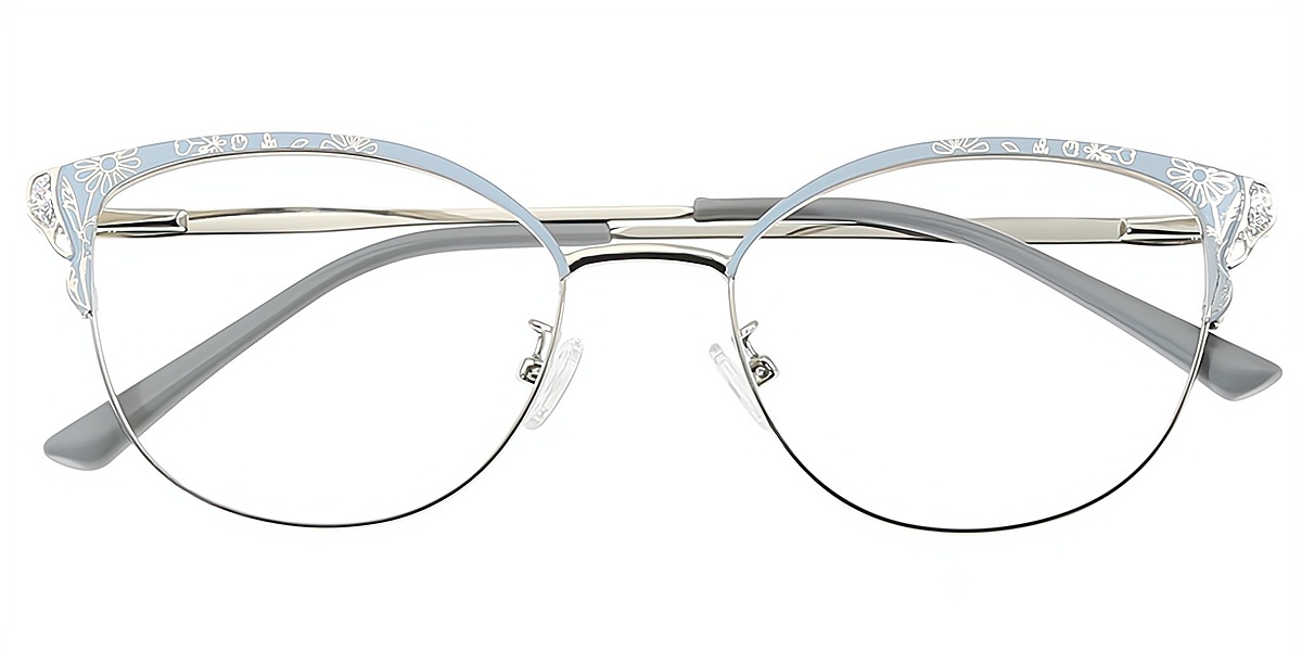 Blue Cat Eye Exquisite Metal Eyeglasses