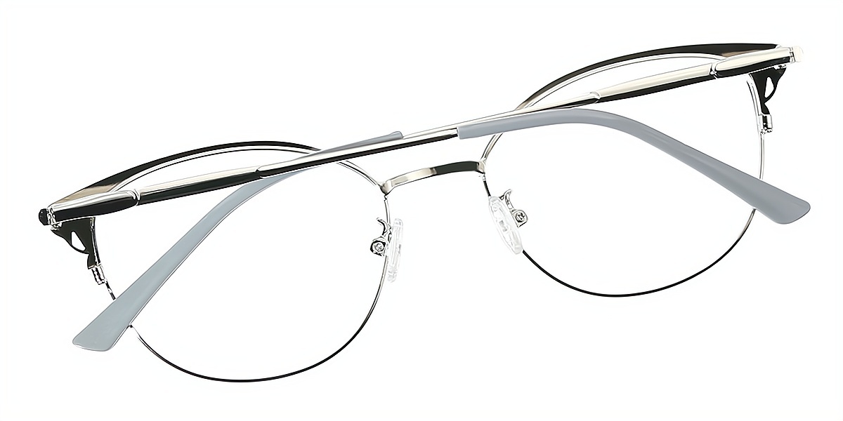 Blue Cat Eye Exquisite Metal Eyeglasses