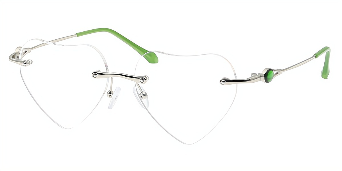 Green Oval Refined Metal Eyeglasses