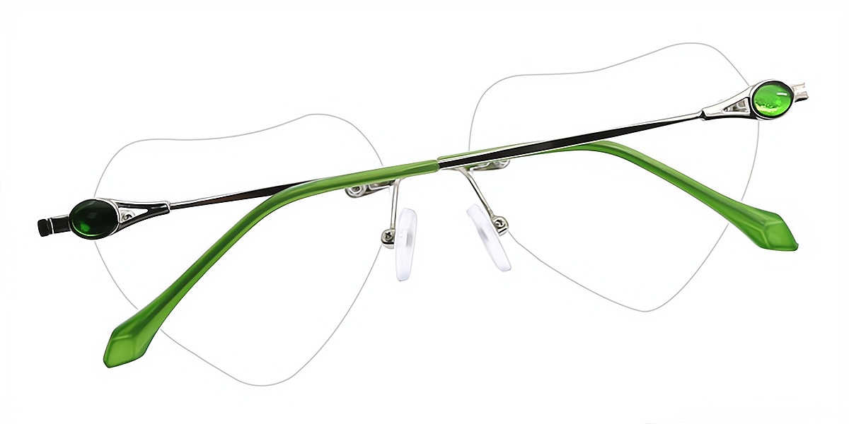 Green Oval Refined Metal Eyeglasses